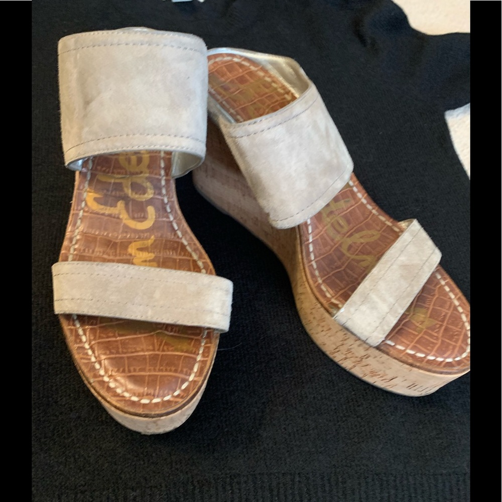 Sam Edelman tan suede platform sandals